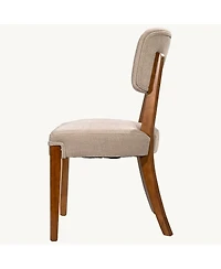 Rainsken Modern Upholstered Dining Chairs Set of 2, Comfortable Fabric Chairs with Solid Wood Legs for Living Room and Kitchen