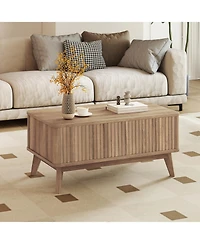 Slickblue Wooden Coffee Table Fluted Lift Top Design