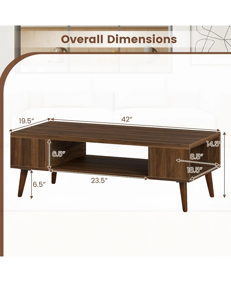 Slickblue Mid Century Coffee Table with Open Compartment
