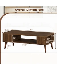 Slickblue Mid Century Coffee Table with Open Compartment