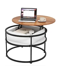 Slickblue Coffee Table Round Lift Top with Hidden Storage and Side Shelves