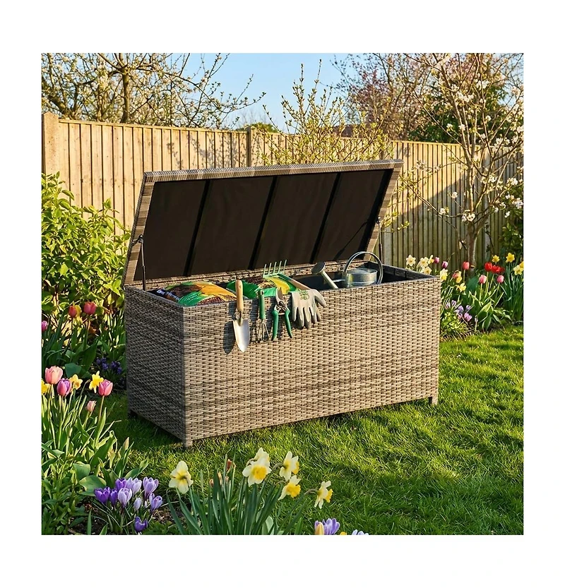 gaomon 125 Gallon Large Waterproof Pe Rattan Deck Box with Wheels
