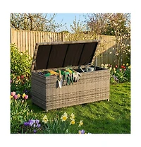 gaomon 125 Gallon Large Waterproof Pe Rattan Deck Box with Wheels
