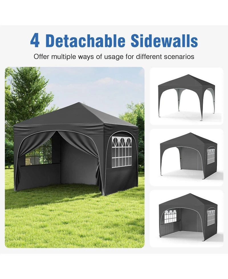 Gouun Pop Up Canopy Tent with Four Removable Sidewalls and Zippered Door