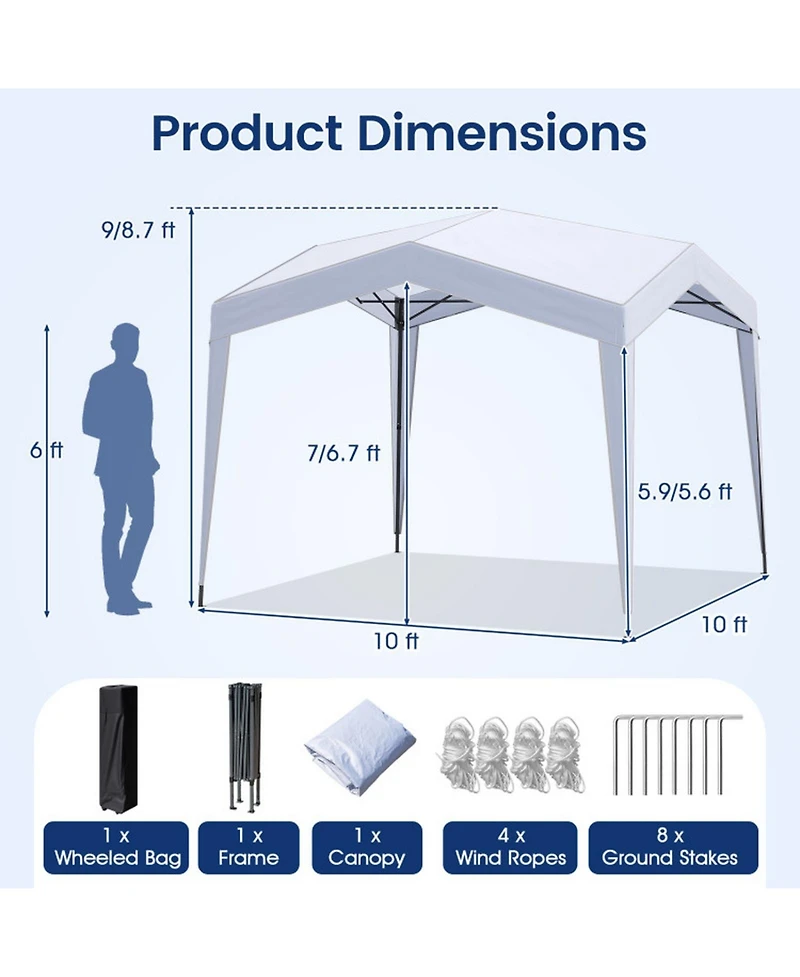 Gouun 10 x 10 ft Pop Up Canopy Tent with Corner Locking System and Portable Wheeled Bag