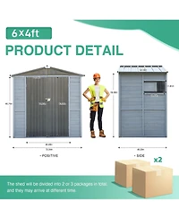 Clihome 4x6FT Iron-Wood Tool Shed Waterproof Outdoor Storage Shed