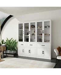 Homsee 12-Shelf Wood Standard Bookcase With Adjustable Shelves Drawer