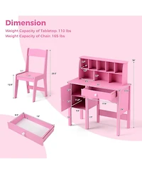 Sugift Kids Study Desk and Chair Set with Hutch and Storage Cabinet