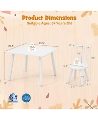 Sugift Kids Wooden Table and Chairs Set Three Piece Toddler Furniture