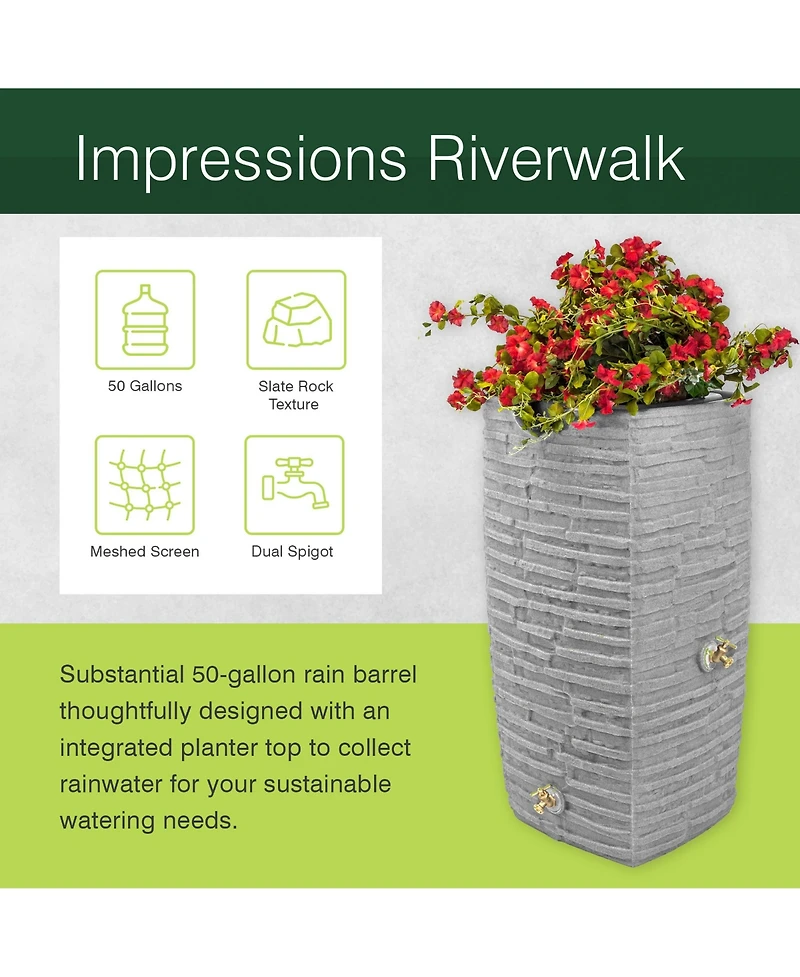 Good Ideas Impressions Riverwalk 50 Gal Rain Saver with Spigots