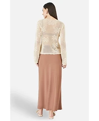 Yumi Women's Flower Crochet Button Up Cardigan