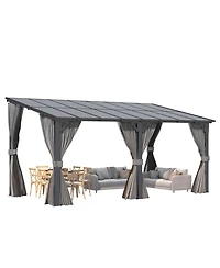Aecojoy 16'x12' Wall Gazebo with Curtains and Mosquito Netting