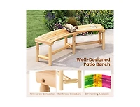 Slickblue Outdoor Curved Wood Bench Backless Fire Pit Seating