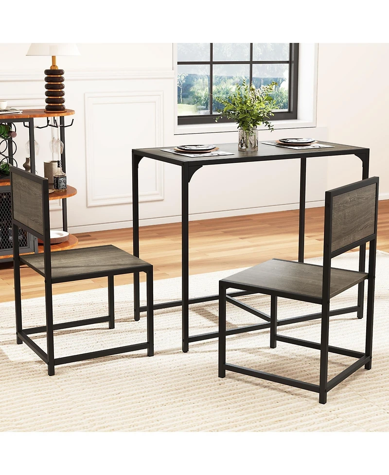 Sugift Three Piece Dining Set with Compact Table and Two Chairs