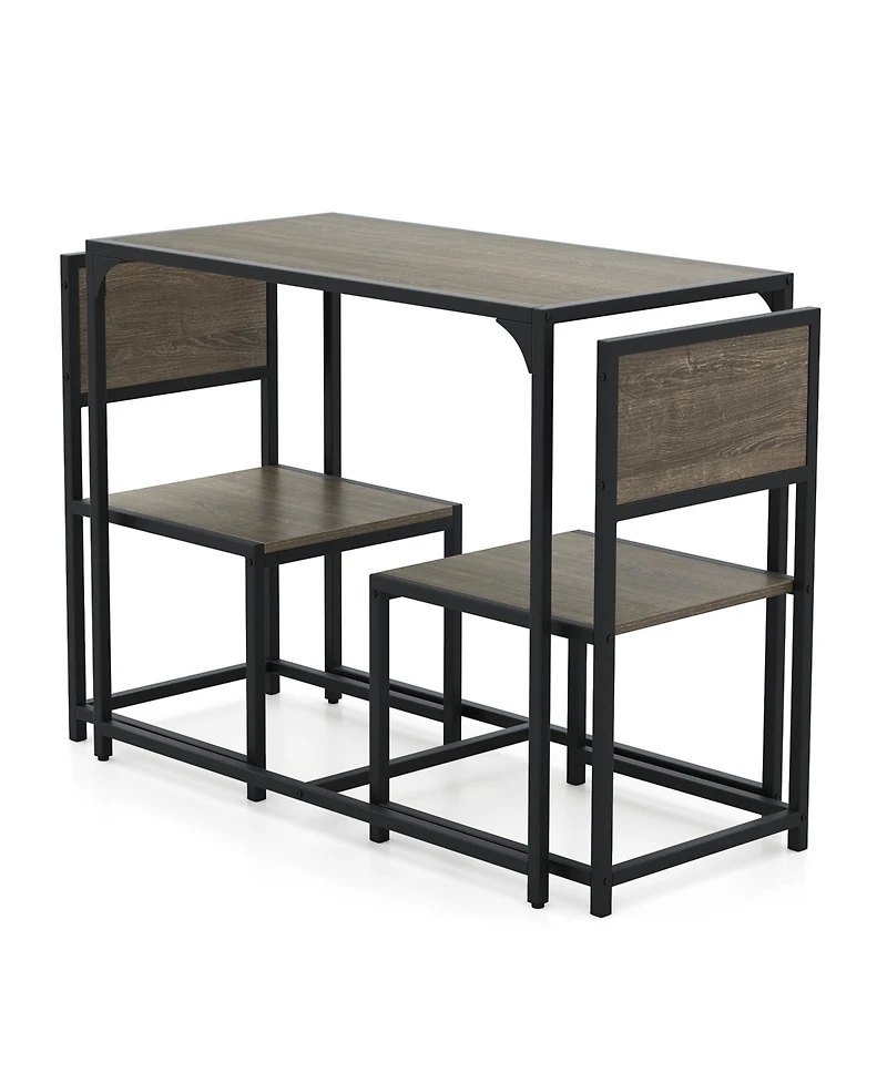 Sugift Three Piece Dining Set with Compact Table and Two Chairs