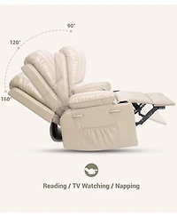 gaomon Manual Recliner Chair for Adults, Pu Leather Single Sofa with Extra-Wide Seat and Ergonomic Support for Living Room and Bedroom
