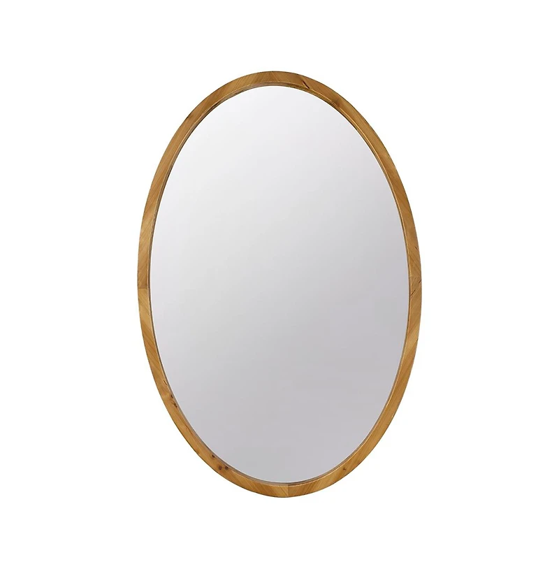 Busdays 24" x 36" Oval Wall Mirror with Wood Frame, Farmhouse Wood Mirror for Bathroom Entryway Console Lean Against Wall