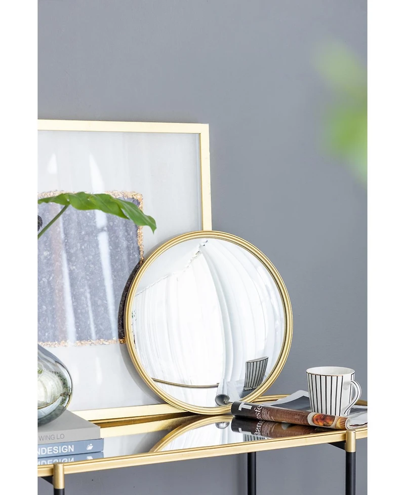 Busdays D15" Gold Round Mirror, Circle Mirror with Iron Frame for Living Room Bedroom Vanity Entryway Hallway