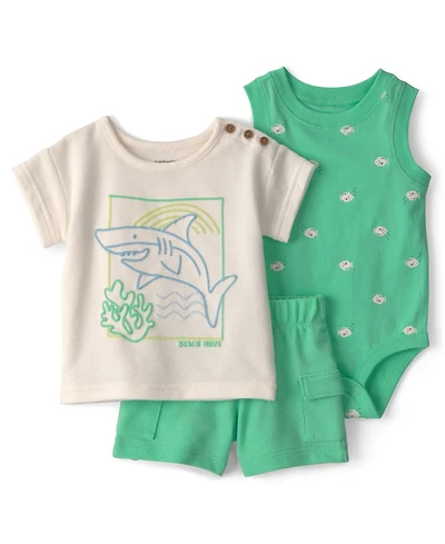Carter's Baby Boys' Shark Top, Bodysuit and Shorts, 3-Piece Set