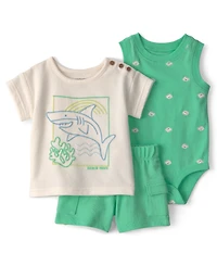Carter's Baby Boys' Shark Top, Bodysuit and Shorts, 3-Piece Set