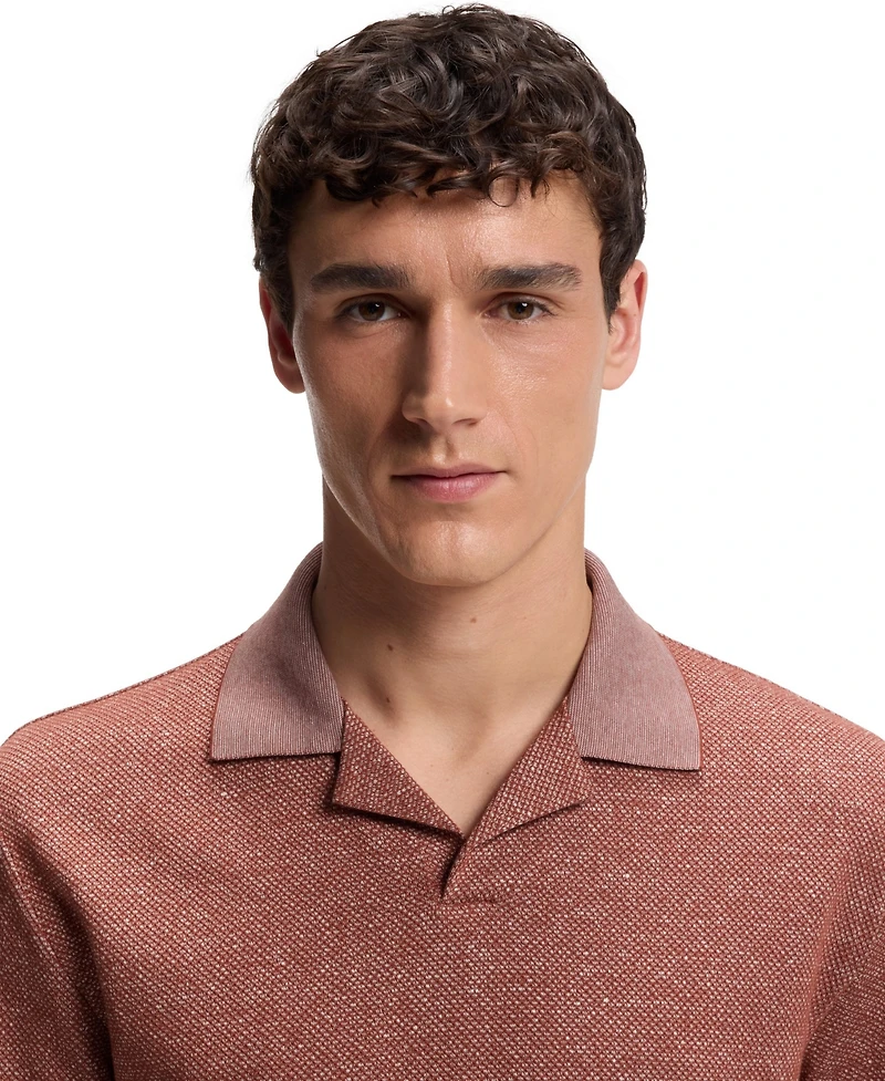 Boss By Hugo Men's Cotton, Linen Silk Johnny-Collar Polo Shirt