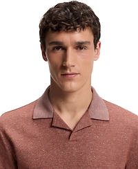 Boss By Hugo Men's Cotton, Linen Silk Johnny-Collar Polo Shirt