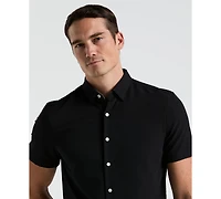Perry Ellis Men's Slim-Fit Stretch Solid Button-Down Seersucker Shirt