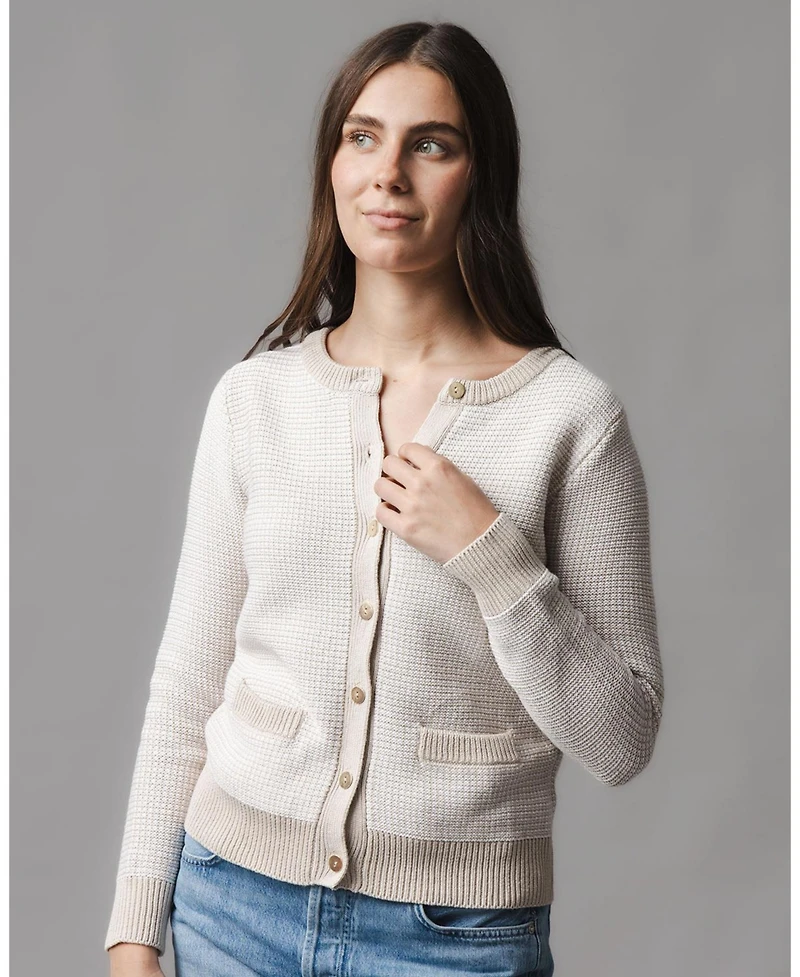 Hope and Henry Women's Organic Tweed Stitch Sweater Cardigan