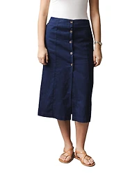 Hope & Henry Women's Linen Button Front Skirt