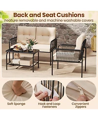 Sugift 4 Piece Patio Furniture Set with Rattan Chairs and Loveseat