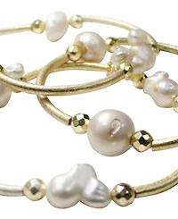 Michael Gabriel Designs Genuine Imitation Pearl Barre's 3-Stack Bangle Bracelet