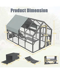 Zeus & Ruta Large Outdoor Cat Enclosure Wooden Shelter 7 Platforms 2 Resting Boxes Bridges Waterproof Uv Proof Canopy