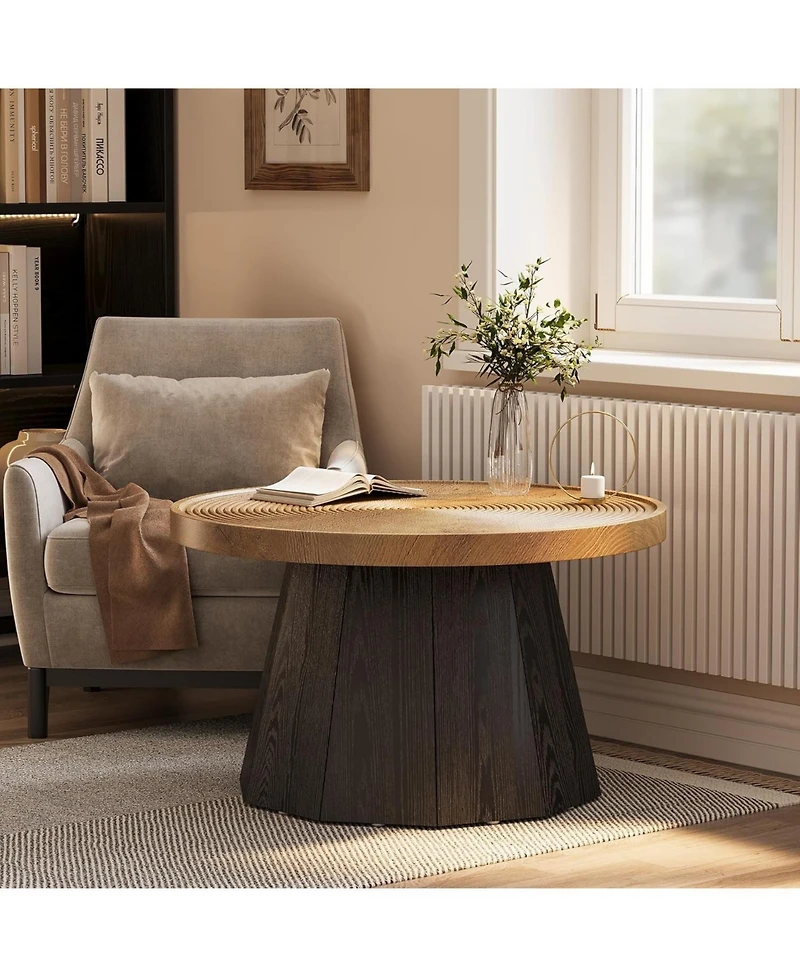 Tribesigns Round Coffee Table for Living Room, 31.5-Inch Farmhouse Center Table, Modern Circle Wooden Tea Tables