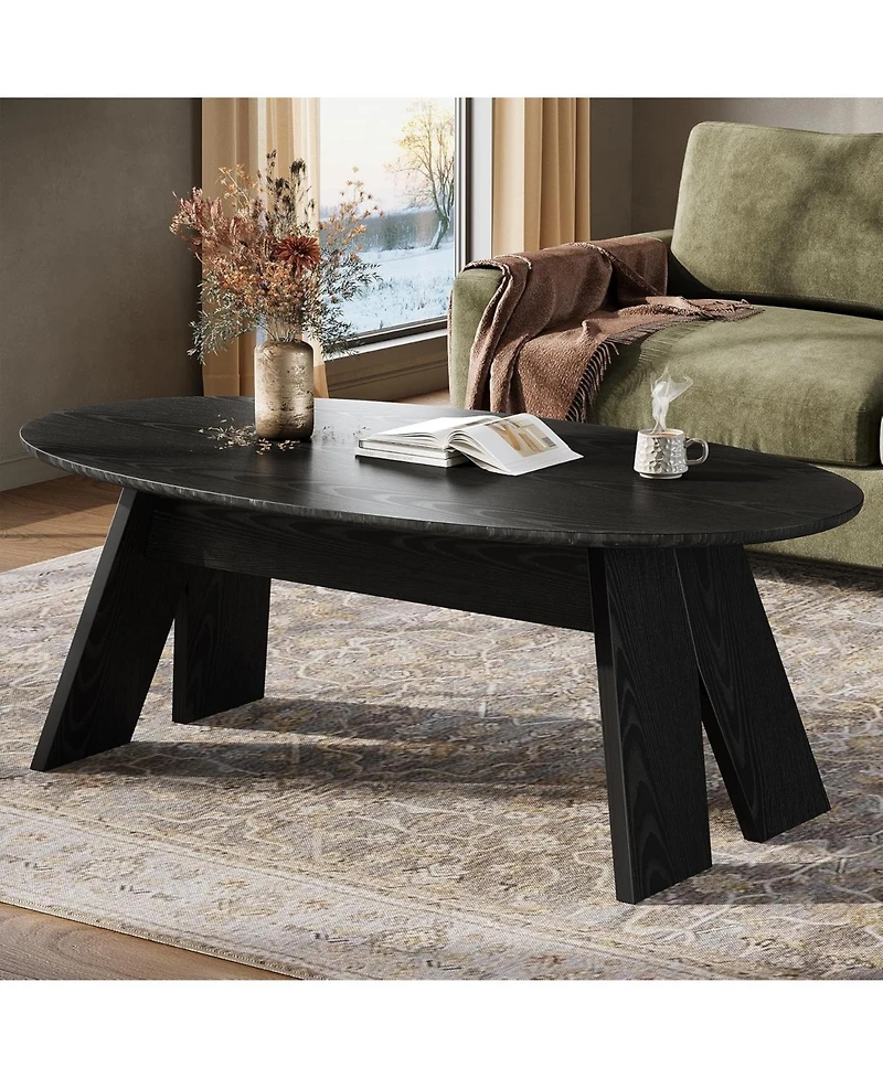 Tribesigns 47-Inch Oval Coffee Table, Modern Round Center Cocktail Table with Angled Legs