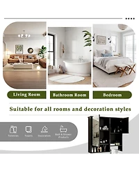 Busdays 29" x 28" Wall Mounted Bathroom Medicine Cabinet with Mirror and Towel Bar