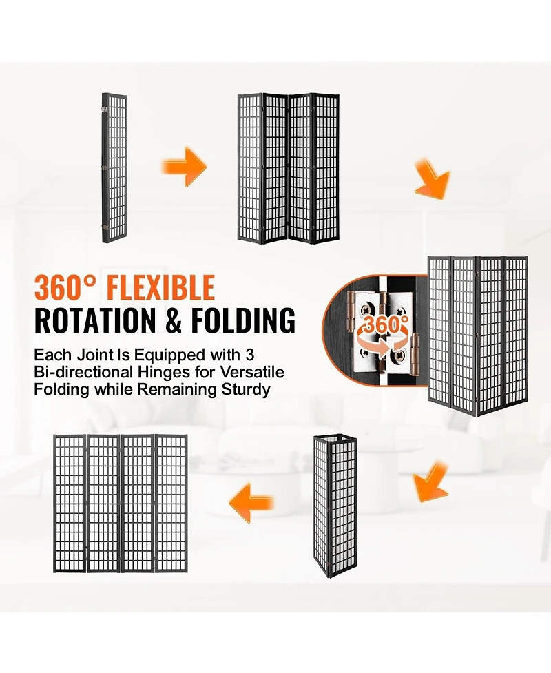 Sugift Room Divider, 4 Panel Japanese Folding Privacy Screen, Indoor Partition