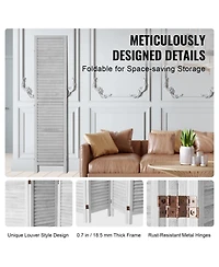 Sugift Wood Room Divider, 4 Panel Folding Privacy Screen for Home and Office Use