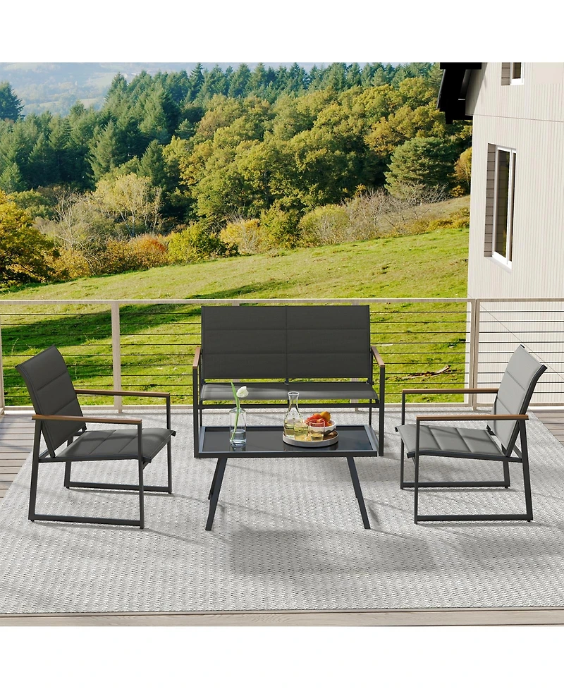 Sugift 4 Piece Outdoor Conversation Patio Furniture Set