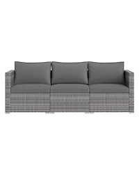 Sugift 3 Piece Patio Sectional Sofa Set with Modular Cushioned Seating