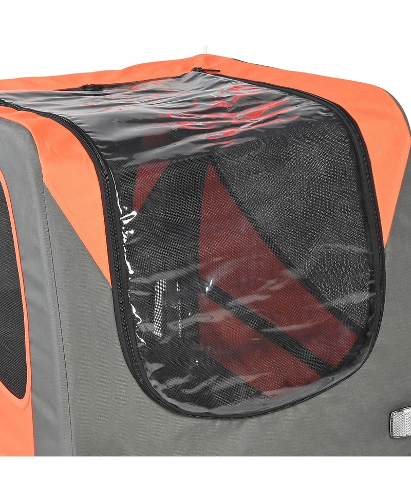 Zeus & Ruta Cat Bike Trailer Supports 66 lbs Pet Cart w Quick Fold Frame Qr Wheels Universal Coupler Reflectors Flag Collapsible