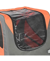 Zeus & Ruta Cat Bike Trailer Supports 66 lbs Pet Cart w Quick Fold Frame Qr Wheels Universal Coupler Reflectors Flag Collapsible