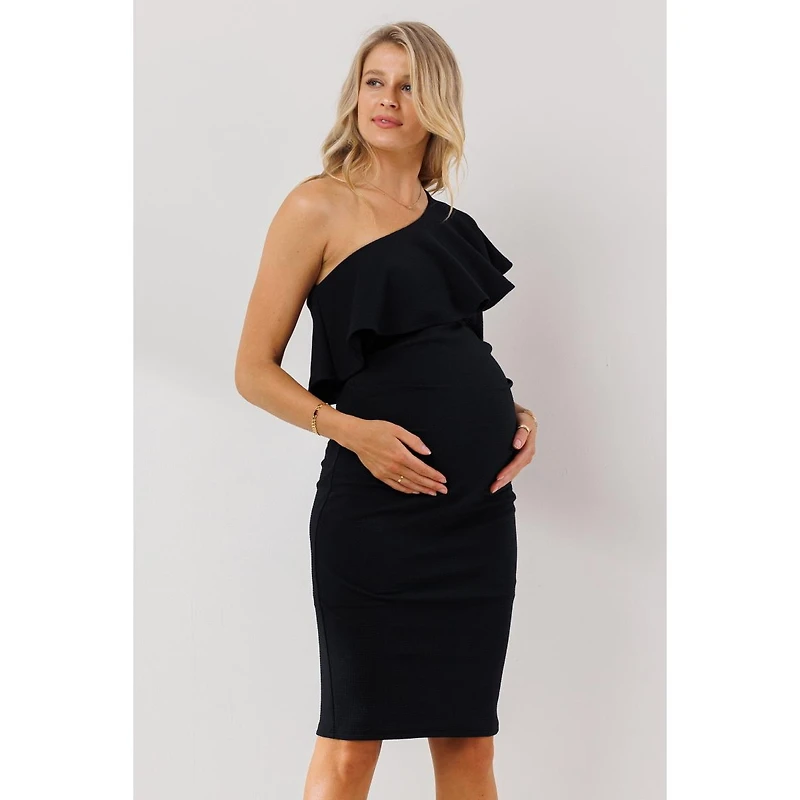 Hello Miz Maternity One-Shoulder Ruffle Bodycon Dress