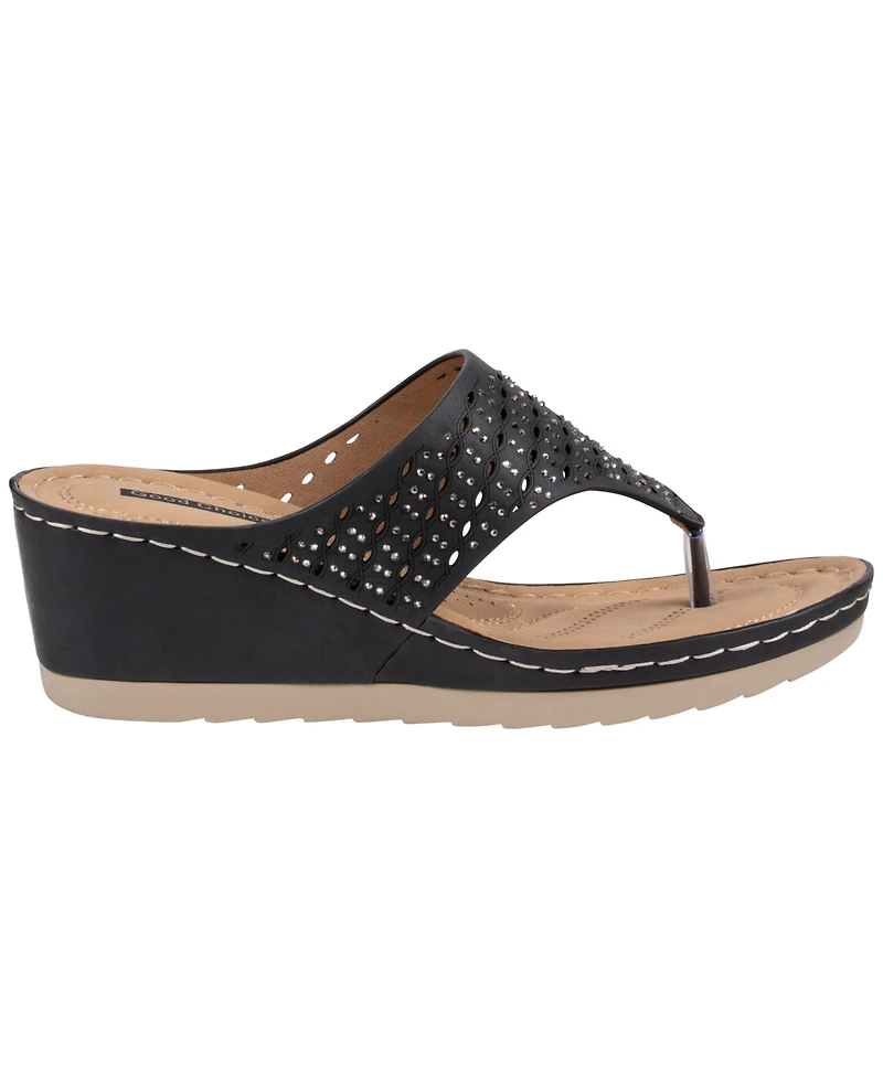 Gc Shoes Women's Dannay Embellished Wedge Sandals