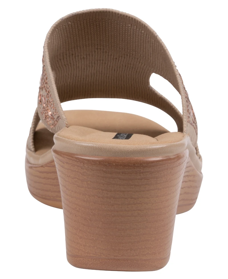 Gc Shoes Women's Jaeya Embellished Knit Wedge Sandals