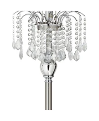 360 Lighting Crystals Traditional Luxury 60 1/2" Tall Standing Floor Lamp Metal Satin Steel Finish Office Drum