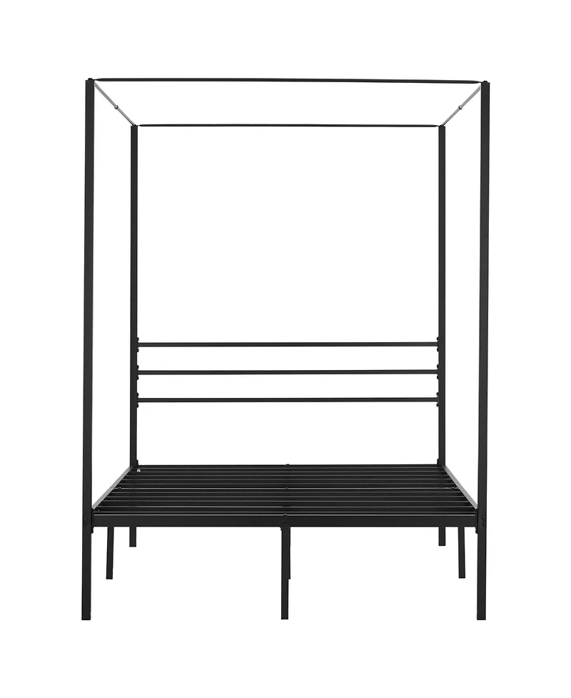 Sugift Full Size Canopy Bed Frame, Metal, Heavy Duty Steel Slats, Easy Assembly