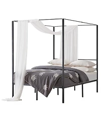 Sugift Full Size Canopy Bed Frame, Metal, Heavy Duty Steel Slats, Easy Assembly
