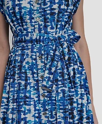 Dkny Women's Extended Button-Front Collared Cotton Midi Dress