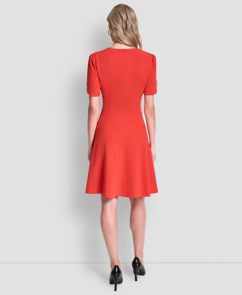 Dkny Women's Short-Sleeve Jewel Neck Dress