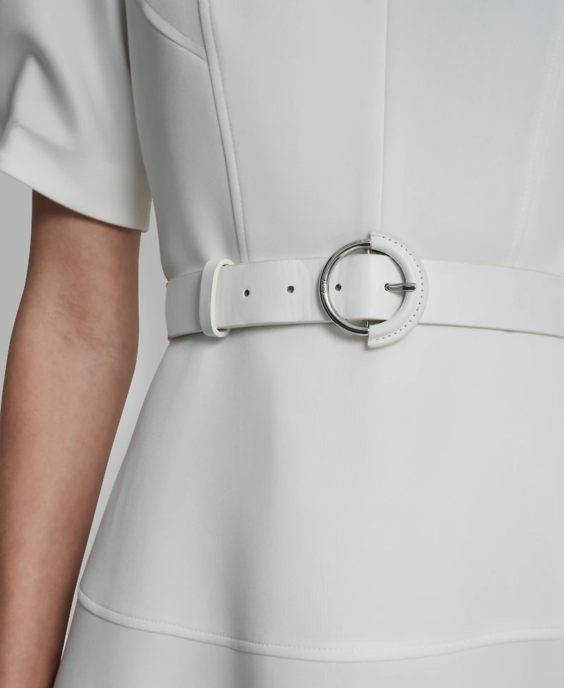 Dkny Women's Puff Short-Sleeve V-Neck Midi Dress